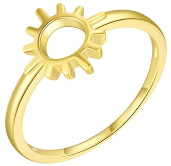 Wedding Ring for Women, Gold Ringe 14K Gelbgold Sonne Geschenk für Geburtstag Größe 57 (18.1)