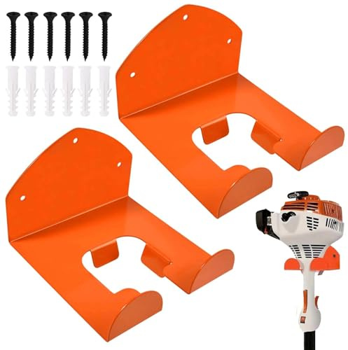 LEONTOOL 2 Pack Weedeater Hanger Garage Organizer, Heavy Duty Garden Tool Holder Garage Organization Storage Rack Weed Wacker Hooks Weed Eater Hanger for Grass Trimmer, Hedge Trimmer