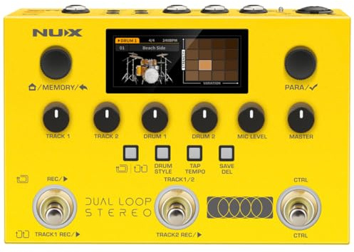 NUX DUAL LOOP STEREO Looper Pedal, Dual-Track Looper, Guitar Pedal for Electric Guitar, 4 Effects, 42 Rhythm Presets with 672 Rhythm Variations, 26 Hours Recording Time, 99 Phrase Memories
