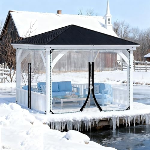 Winter-Ready Zippered Transparent Canopy, Weather-Resistant Pergola Side Curtains, Cold Protection Suitable for Gazebos, Courtyards SHAARI(8x7ft/2.5x2m)
