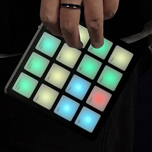 HALCONTORNO Bluetooth Beat Maker Machine - Portable M-Wave MIDI Controller Drum Pad Keyboard, Studio Equipment for Recording Music at Home (SMC-PAD Pocket with Type-C Lightning Adapter)