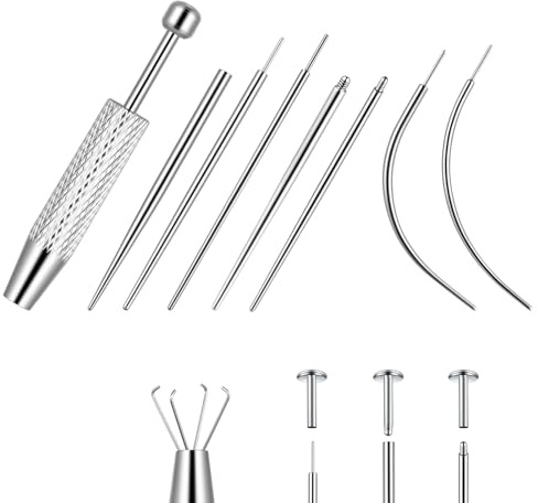 AOOSA 16G 18G piercingset, piercing taper, 16G/18G, Silver