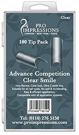 Pro Impressions 100-Piece Advance Competition Clear Smile Nail Tips Set