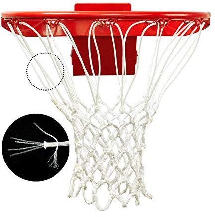 PROGOAL Professioneller Basketballnetz, robust, Dickes Netz, passend für Standard-Innen- und Außenbereich, 12 Schlaufen (Rot und Weiß, Standardgröße), weiß, Standard Size