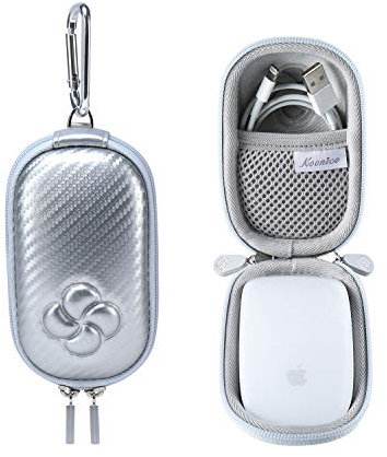 Koonice Eva-Tragetasche für Apple Magic Mouse (I II 2. Gen), inkl. Karabiner Silber silberfarben Medium