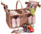 Les Jardins de la Comtesse - Panier Pique Nique Saint-Germain Vichy Rouge - 4 Personnes - Vendu avec Vaisselle - Compartiment Isotherme - Osier Naturel - 46 x 33 x 24 cm