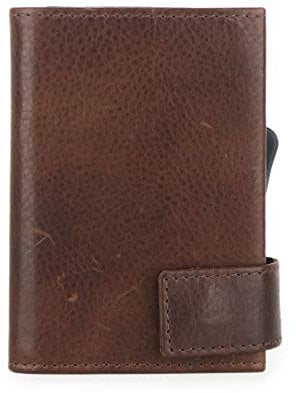 SecWal Kartenetui mit Münzfach Druckknopf (Braun Bull)