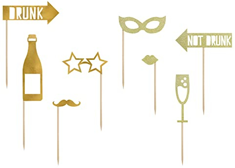 PartyDeco Fotobox Requisiten Let's Celebrate 21-42cm 8er Set Foto Zubehör Accessoires Utensilien Hochzeit