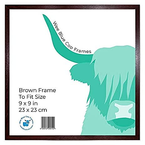 Wee Blue Coo 9x9 Brown Wooden Picture Frame 9 x 9 Inch (22.86 x 22.86cm) Picture Framing Glass Photo Frame