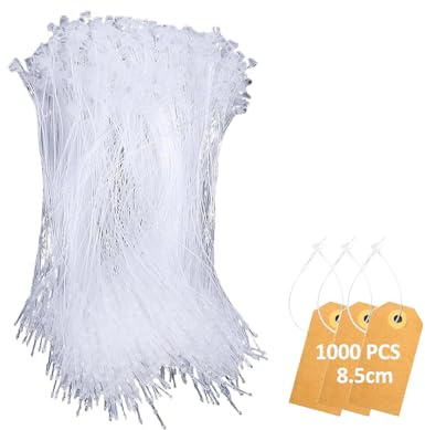 1000 etichette di sicurezza in plastica 8,5 cm, chiusura a scatto trasparente per etichette su tessuti, pelletteria, scarpe