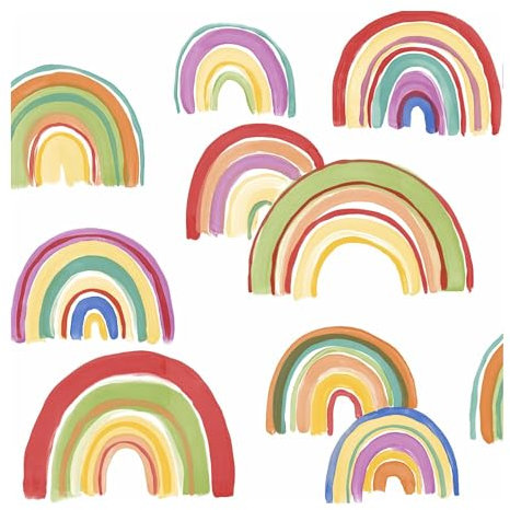Fresco Over The Rainbow White and Multicoloured Kids Wallpaper (was £13.99)