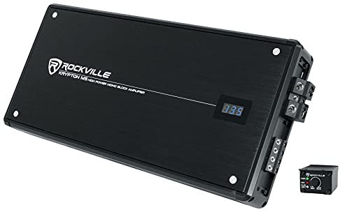 Rockville Krypton M5 3000W Mono Car Amplifier, Dyno-Certified RMS, Voltage Display, Bass Remote, Clip Indicator, Class-D, Perfect for Car Audio & Subs