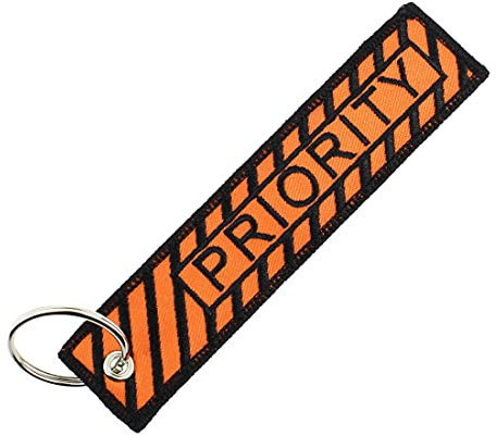 CLJ - Porte-clés - PRIORITY - BAGAGE PRIORITAIRE A L'AEROPORT - Prior - Orange et noir - Métiers - Moderne