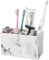 ZCCZ Porta spazzolino e dentifricio multifunzionale da banco con 6 scomparti - Organizer elettrico per bagno con porta spazzole trucco rasoio e accessori - Design marmo bianco elegante per doccia