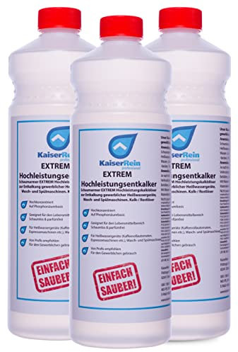 KaiserRein Profi Extrem Hochleistungsentkalker / Rostlöser flüssig 3x1L Kalklöser für Kaffeevollautomaten Entkalker Heißwassergeräte gegen Kalk, Urinstein, Wasserstein, Kesselstein und Rost