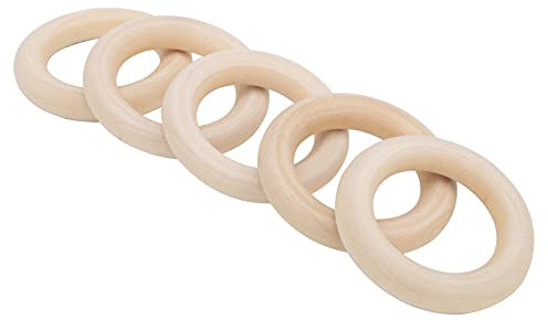Holzringe, waschbar, wiederverwendbar, sicher, ungiftig, aus Holz, Baby-Beißring, feine Verarbeitung, langlebig, harmlos für Kinderzahnen(60mm)
