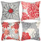 Cheekywares Kissenbezug 40x40 Weihnachten Rot Sofakissen Zierkissenbezüge Moderne Blumendruck Gänseblümchen kissenbezüge Kissenhülle Leinen für Sofa Auto Schlafzimmer Zuhause Dekor, 4er Set
