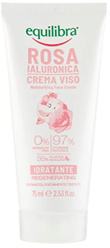 Equilibra Viso, Rosa Ialuronica Crema Viso Idratante a Base di Estratto di Rosa Damascena e Acido Ialuronico, Idratante, Assorbimento Rapido, Non Unge, 75 ml