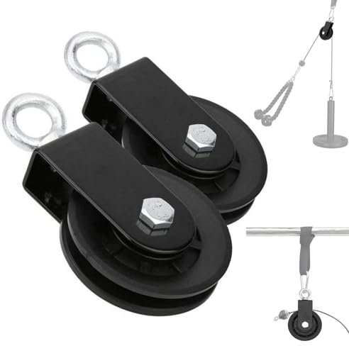 2PCS 90mm Seilrolle mit U Haltebügel, Block Umlenkrollen für Seile,360° Kabel Pulley für Schaukelzubehör, Wäscheleine, Latzug, Latzugstange, Seilzug Fitness