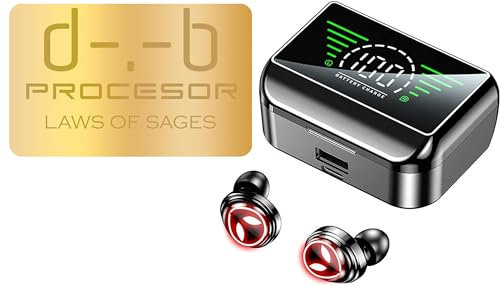 d-.-b PROCESOR Auricolari in-ear Bluetooth 5.2 Headphones UFO-Spaceship Alien Look – Auricolari senza fili – Display digitale – riduzione del rumore HD – Migliore qualità audio HiFi – lunga durata