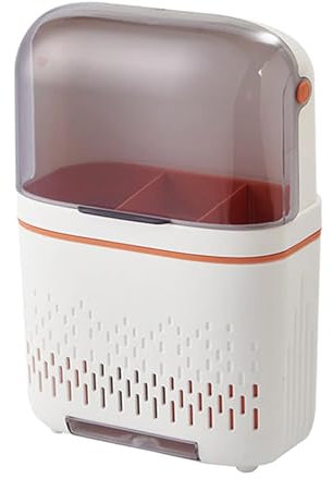 mumisuto Cutlery Racks, Drain Holder, Kitchen Hanging Rack with Hooks Kitchen Dish Drainer Dish Drying Rack Storage Cutlery Drainer with Cover, 11.8 x 7.5 x 3.3in (Pale White)