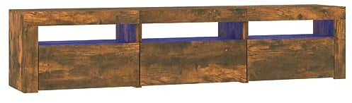 vidaXL Mobile Porta TV con Luci LED Rovere Fumo 180x35x40 cm