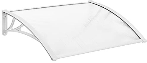 costoffs Front Door Canopy Outdoor Awning Rain Cover Window Garden Shelter Porch Awning Shelter Patio Roofing Sun Rain Protection, 100x80, White