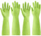Disfore 2 pares de guantes de goma, guantes de limpieza reutilizables antideslizantes, guantes de manga larga impermeables para lavar platos para proteger tus manos, guantes de cocina suaves y