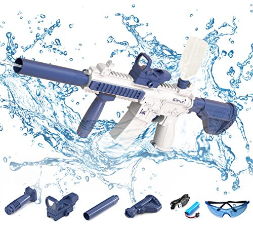 Elektrische Wasserpistolen, EIN-Knopf-Automatik Wasserpistole Mit Doppelten Wassertank, 32 Fuß Reichweite, Wasserpistole Spielzeug Für Erwachsene Kinder Draussen Pool Strand Party (Blau)