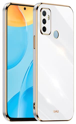 HONLEN Hülle für Oppo A53 / Oppo A53s (6.5 Inches), Weiche Silikon-TPU-Hülle, Galvanisiertes Rahmendesign - Weiß