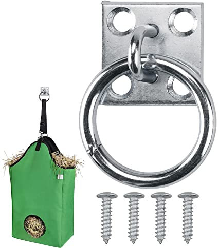 Teksome Tie Rings Plate, Farm Accessories Horse Tie Down Hooks, Wall Mounted Equine Accessory for Piles Horses Horses Esel Goats Indoor Use
