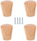 PILYON Cabinet Knobs 4 Pack Solid Wood Knob and Handle Mini Handle Wardrobe Drawer Round Small Handle Oak 24 * 28mm Curved Surface