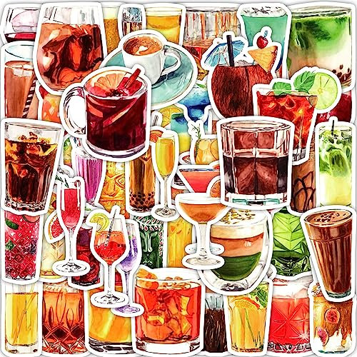 Cocktails Aufkleber Cocktails Sticker Set 50 Stücke Niedlich Deko für Auto Laptop Skateboard Fahrrad Moped Motorrad Fahrrad Computer,Geeignet für Erwachsene Kinder