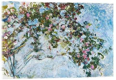 Posterlounge Le rose Stampa su vetro acrilico di Claude Monet 100 x 70 cm Blu Quadri Decorazione per pareti