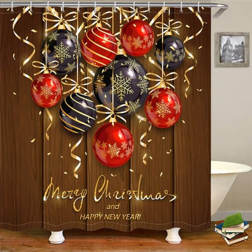 Duschvorhang Holz Korn Weihnachten Shower Curtains Verdickung Polyester Duschvorhänge Antischimmel Shower Curtain Wasserdicht Duschvorhang Badewanne Edelstahl Ösen 120x180cm