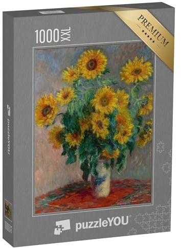 Puzzle 1000 Teile XXL „Sonnenblumenstrauß, von Claude Monet, 1881, schönes Gemälde“ – aus der Puzzle-Kollektion Künstler, Kunst & Fantasy