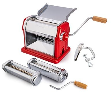 Imperia GranGourmet. Set regalo. Macchina per la pasta con accessori. 100% Made in Italy. Kit con sfogliatrice manuale 220mm e accessori macchina pasta fresca: tagliapasta per fettuccine e lasagnette