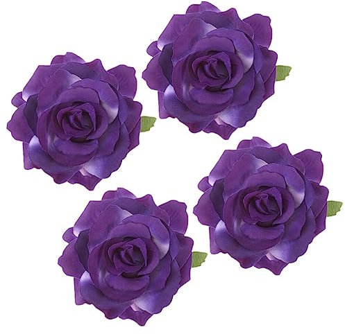 CALLARON 4Pcs Simulated Rose Hair Clip Set 4.3 Inch Fabric Floral Hairpins for Women Wedding Beach Festival Party Accessories