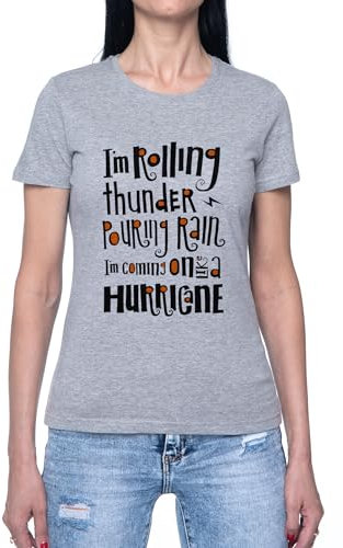 Hells Bells Damen T-Shirt Grau Rundhals Leichtes Lässiges Kurzarm Women's Grey Crew Neck Casual Short Sleeves