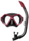 TUSA Sport UC-0106 Elite Erwachsene 2-Fenster Maske & Schnorchel Set, Schwarz/Metallic Dunkelrot