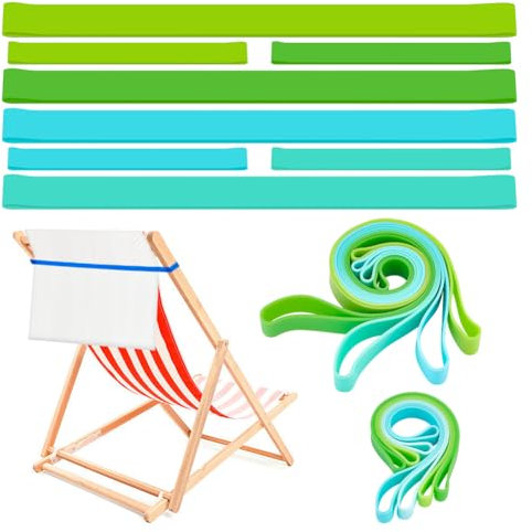 AHANDMAKER 8 Stück Handtuchbänder Für Strandkörbe, Silikon-Strandtuch-Clips In 2 Größe, Strandtuchbänder, Gummibänder Stuhlbänder, Elastische Gummibänder Für Poolstuhl Cruise Chair (Grün, Cyan)