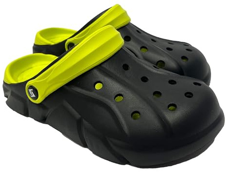 Scheibler Workwear – Clogs Markelo für Herren – Gartenschuhe leicht & angenehm – verfügbar in den Größen 39/40-45 (Schwarz/Limette)