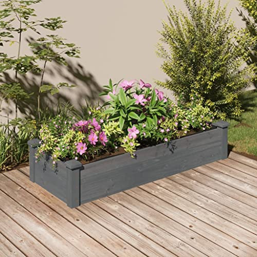 Iiaky Jardinera arriate Forro Madera Jardinera Madera Exterior maceteros Exterior jardineras Exterior Maciza marrón Abeto 120x45x25 cm