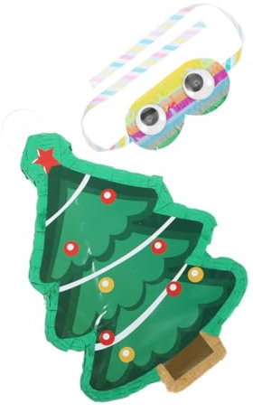 WOONEKY Weihnachtsbaum-piñata aus Papier Farbenfrohe Party-dekoration Traditionelles Blinder-spielzeug für Feiern und Feste Leicht und Dekorativ