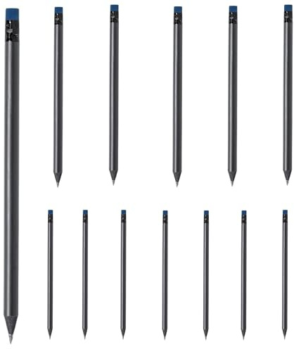 10 Stück matt schwarze Bleistifte Holzbleistifte Black Edition mit farbigem Radiergummi Härtegrad HB, vorgespitzt, 19 cm Länge Sparpack Nachhaltig in acht zu Ihrer Hausfarbe passenden Farben (Navy)