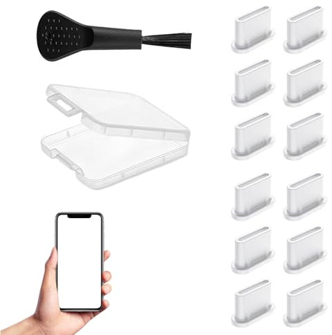 12-Stück USB C Staubschutz,Silikon USB C Schutzkappe,Ladebuchse Schutz USB C Abdeckung,Handy Staubschutz Stöpsel für Iphone/Samsung Etc,Smartphone Zubehör,Type-C Staubstecker Reinigungsset (weiß)