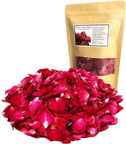 Petali di rosa rossa secca 1,75 once/50g, vecchi petali di rosa secchi naturali per bagno, produzione di sapone, produzione di candele, matrimoni, coriandoli, artigianato fai -da -te, non commestibil