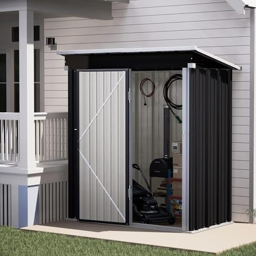 UDPATIO Abri de Jardin Métal 162x92x180 cm - Cabane de Jardin Extérieur avec Toit Incliné et Serrure, Rangement Outils de Jardin/Vélo, Gris foncé