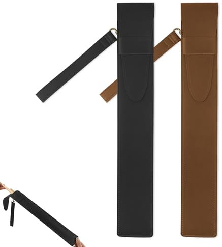 KITANIS Drumstick-Tasche, tragbare Drumstick-Tasche und Etui, PU-Leder-Drumstick-Halter für alle Drumsticks und Percussion-Schlägel, Geschenk für Drummer Teens (Schwarz und Hellbraun)