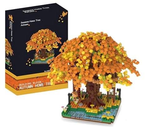 Mini Cherry Blossom Tree House Bonsai Tree Building Set, 1900+ Pcs Mini Bricks Street View Cherry Bonsai Tree Model Kit, DIY Particle Construction Toy, Sakura Botanical Set for Kids and Adults (8003)
